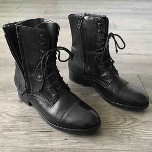 All Saints Gloss Military Zip Boots